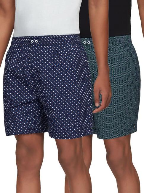 xyxx blue & green printed boxers - pack of 2