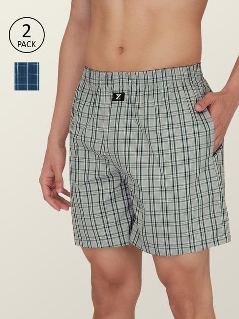 xyxx blue & grey check boxers - pack of 2