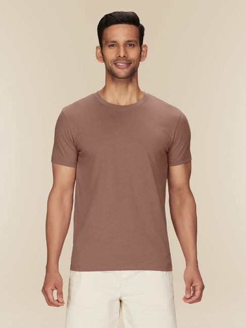 xyxx brown latte cotton regular fit t-shirts