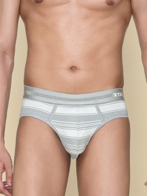 xyxx cloud grey cotton regular fit striped briefs