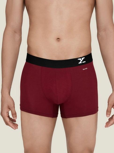 xyxx dark maroon & green regular fit trunks - pack of 2