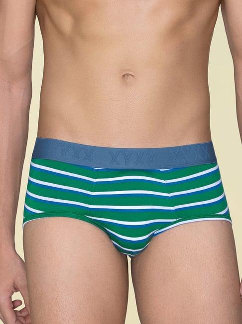 xyxx green striped micro modal briefs