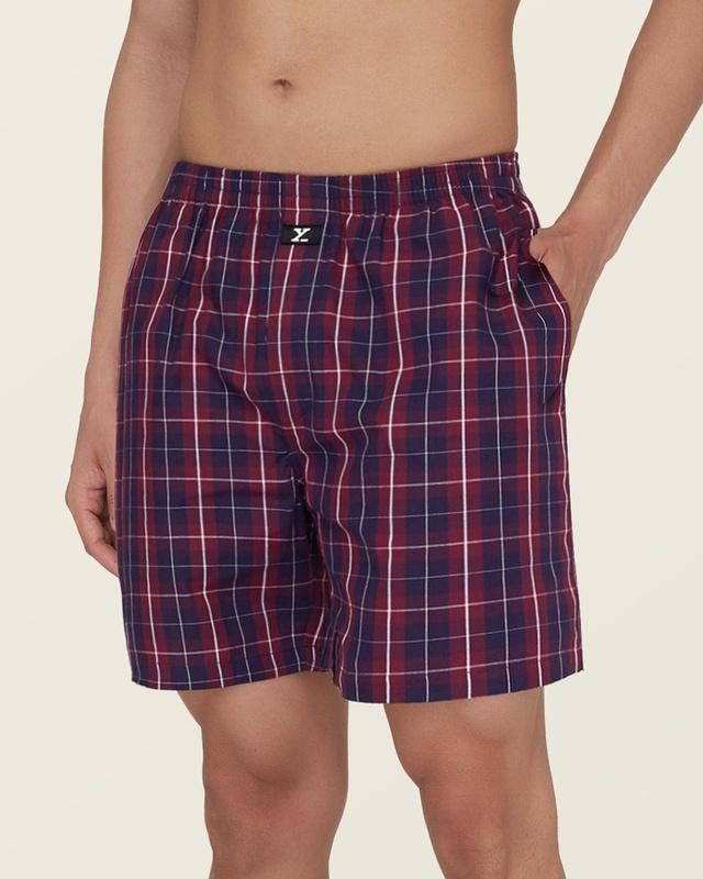 xyxx men's maroon checked relaxed fit boxers