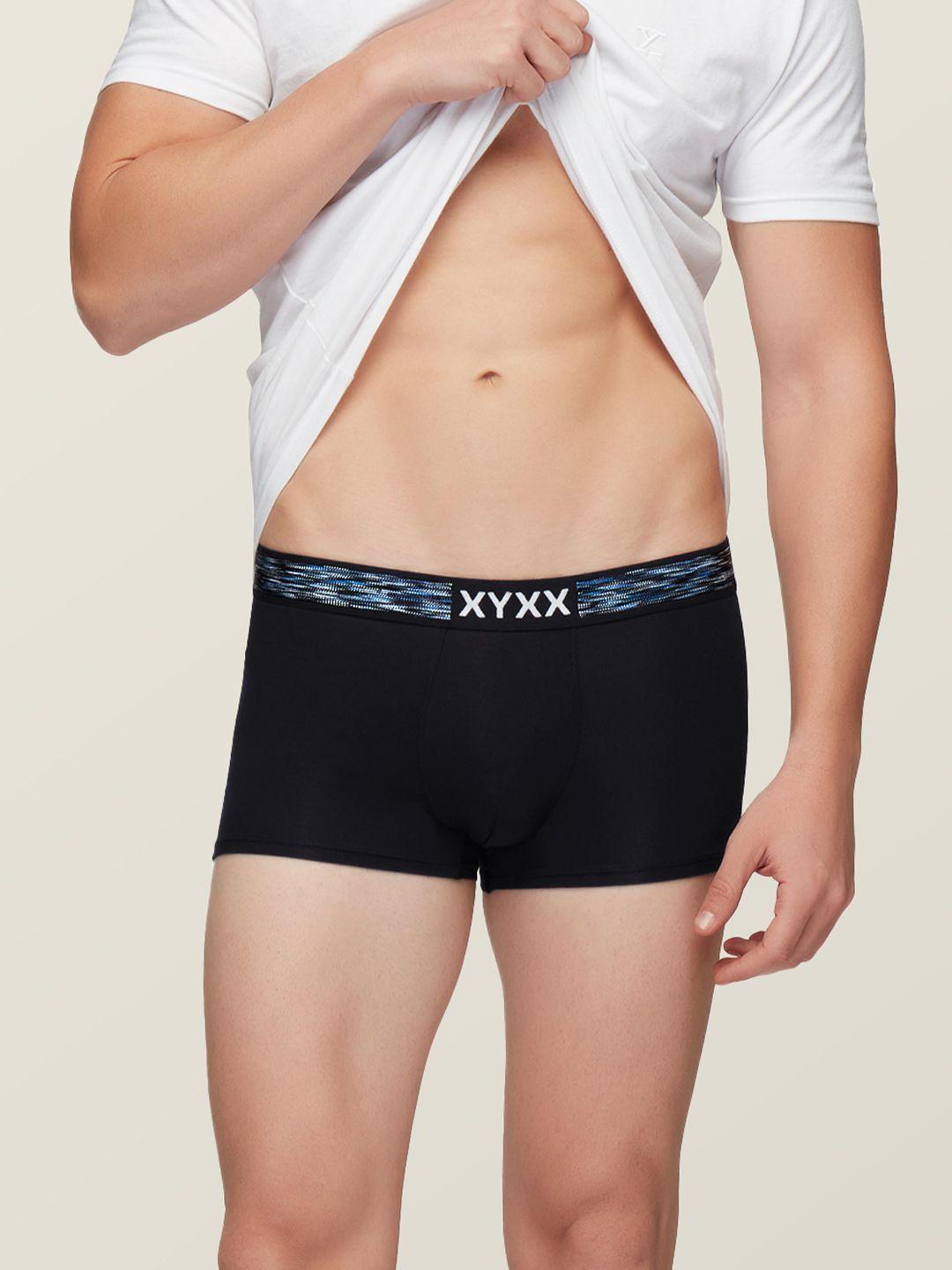 xyxx men black solid intellisoft antimicrobial micro modal hues trunks xytrnk80