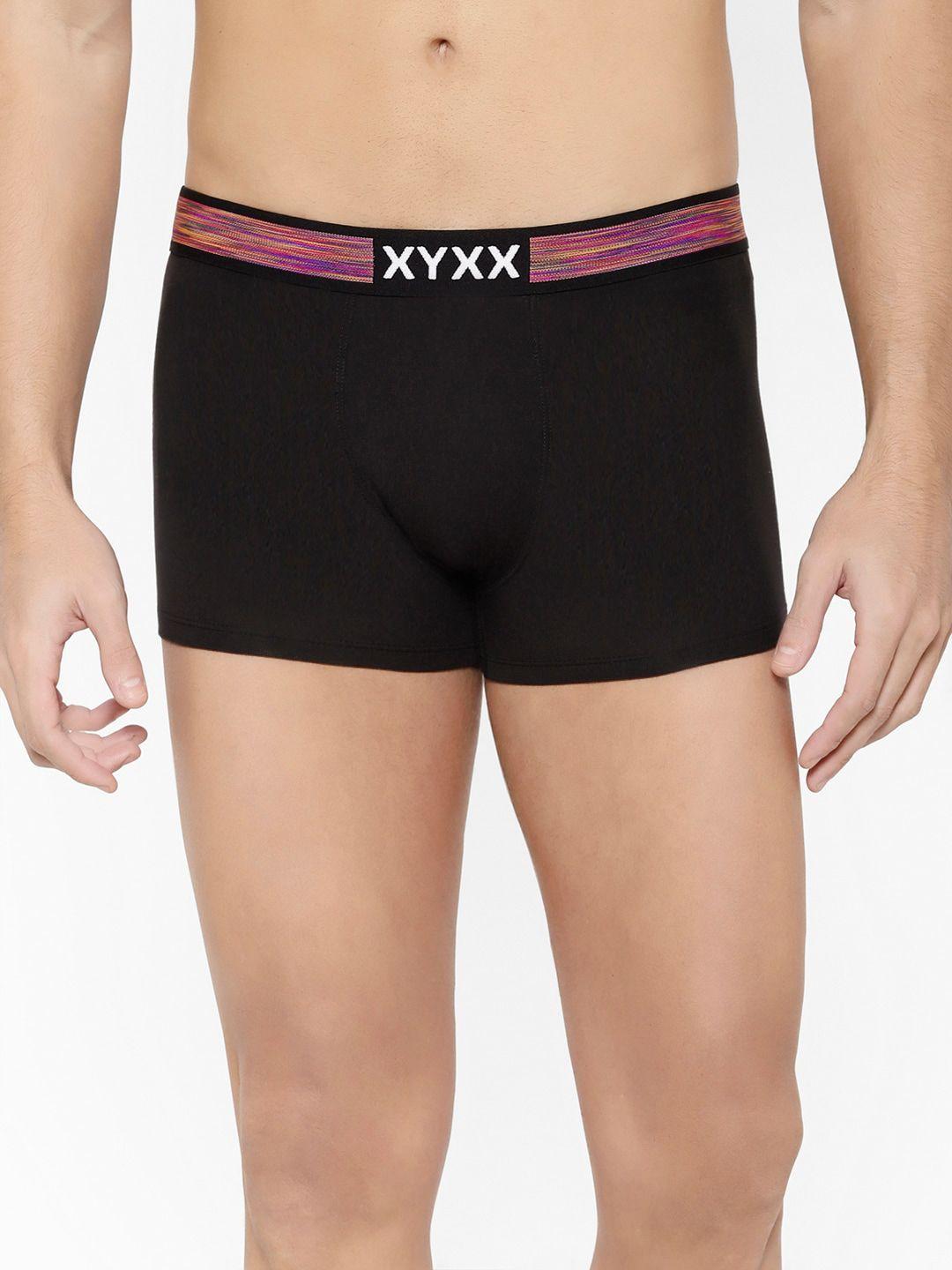 xyxx men black solid intellisoft antimicrobial micro modal trunks