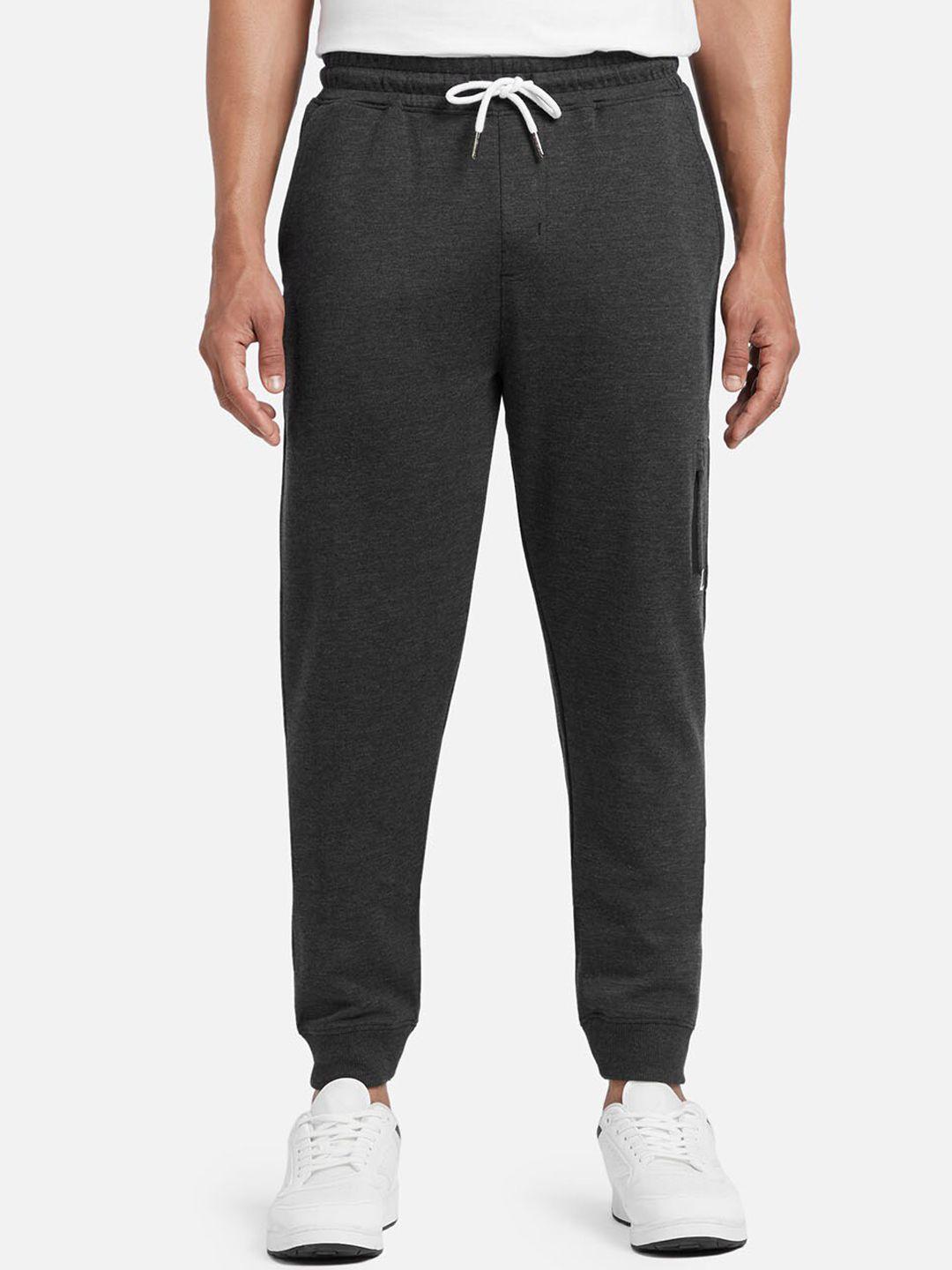 xyxx men grey cotton joggers with zipper pocket