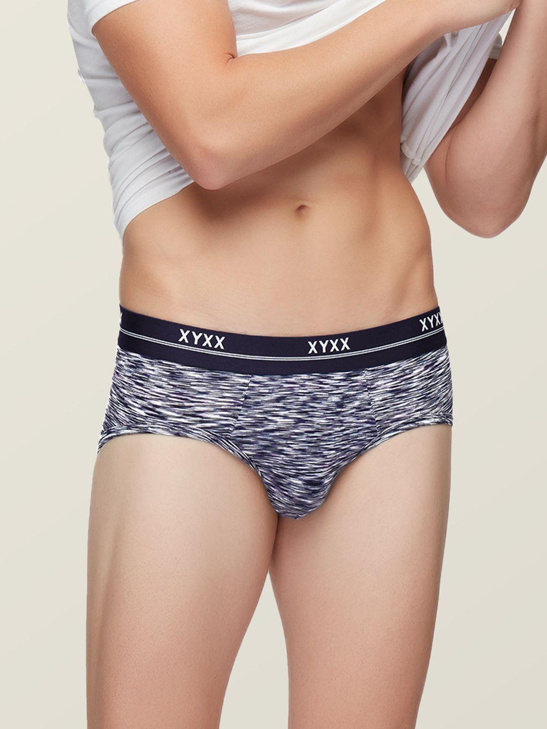 xyxx men navy blue & white printed antimicrobial basic brief xybrf76