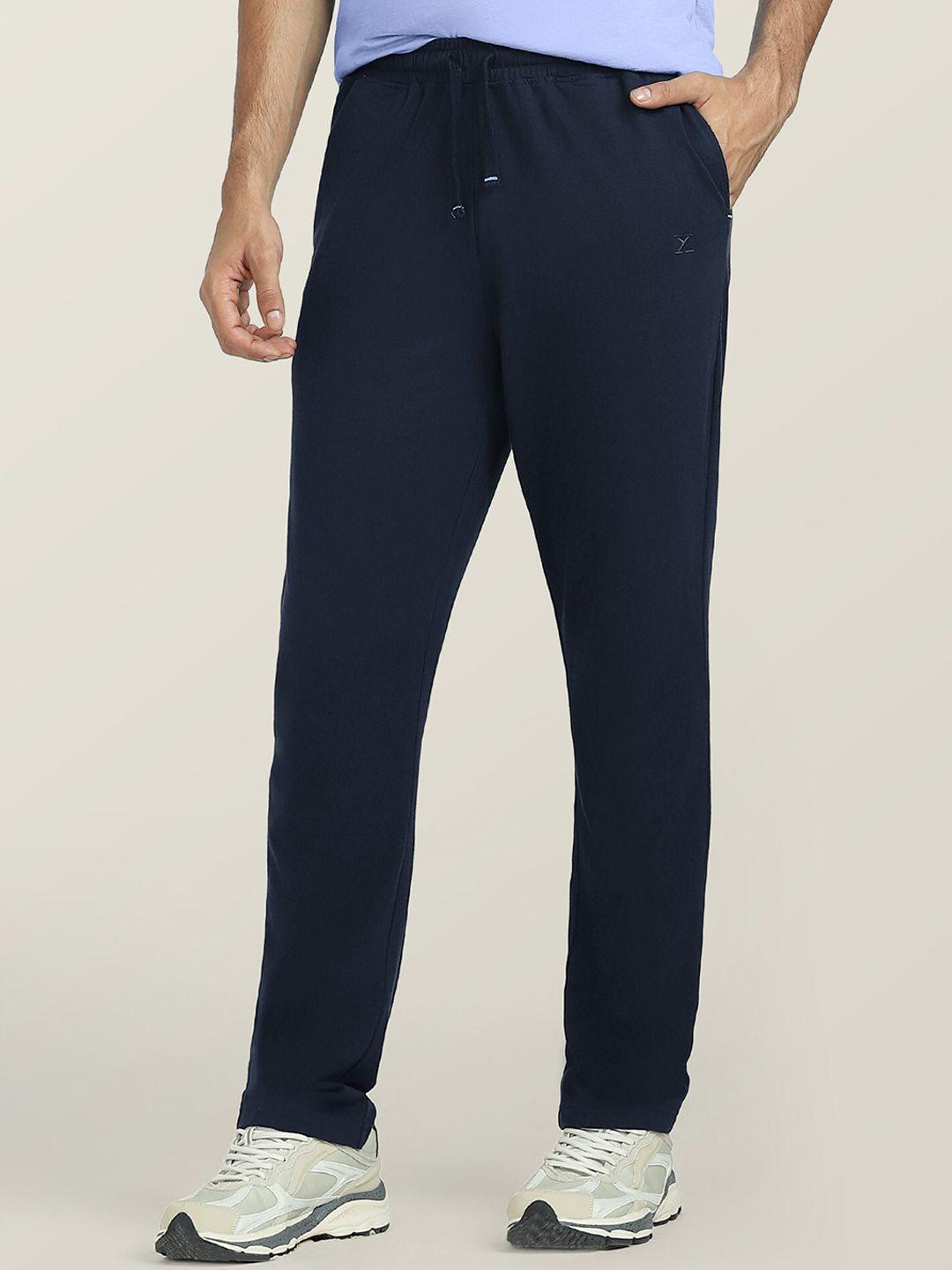 xyxx men navy blue pace cotton rich track pants