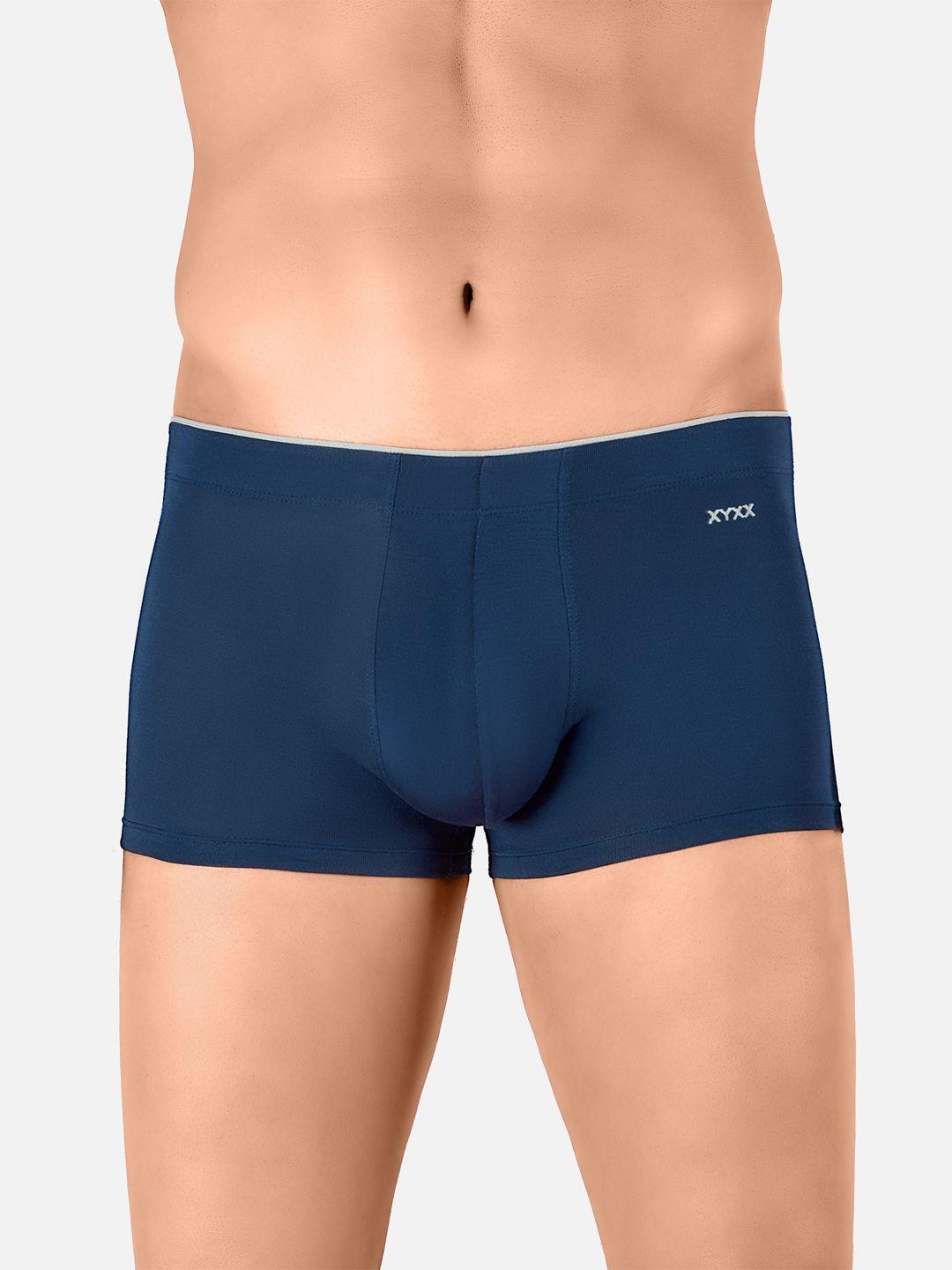 xyxx men navy blue solid ultra soft antimicrobial micro modal trunks xytrnk52