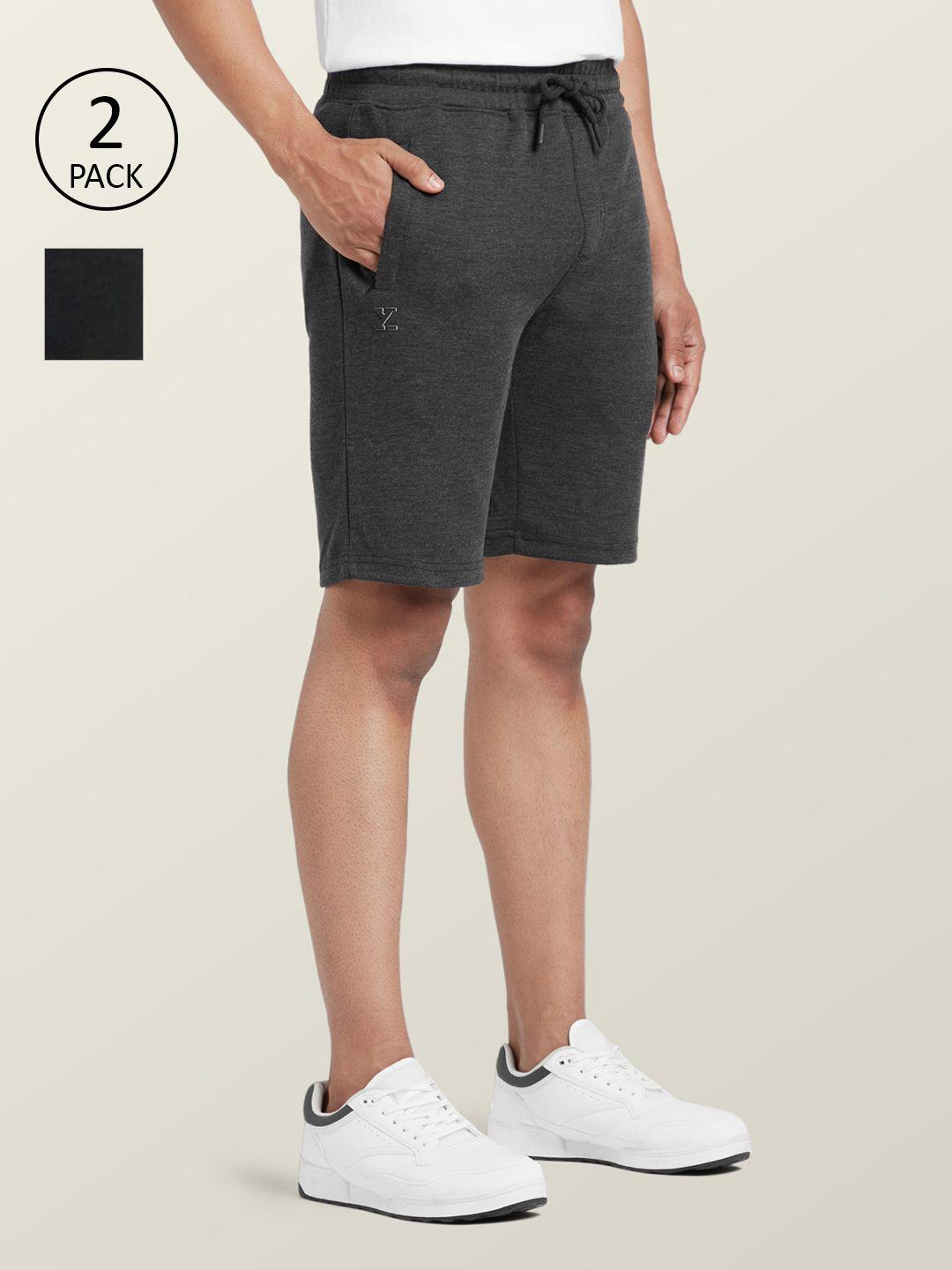 xyxx men pack of 2 black & grey shorts