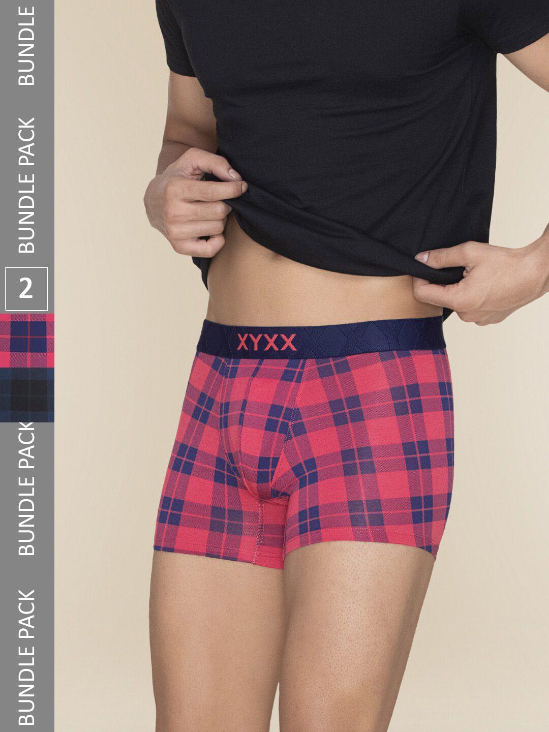 xyxx men pack of 2 checked breathable trunks xytrnk2pckn709