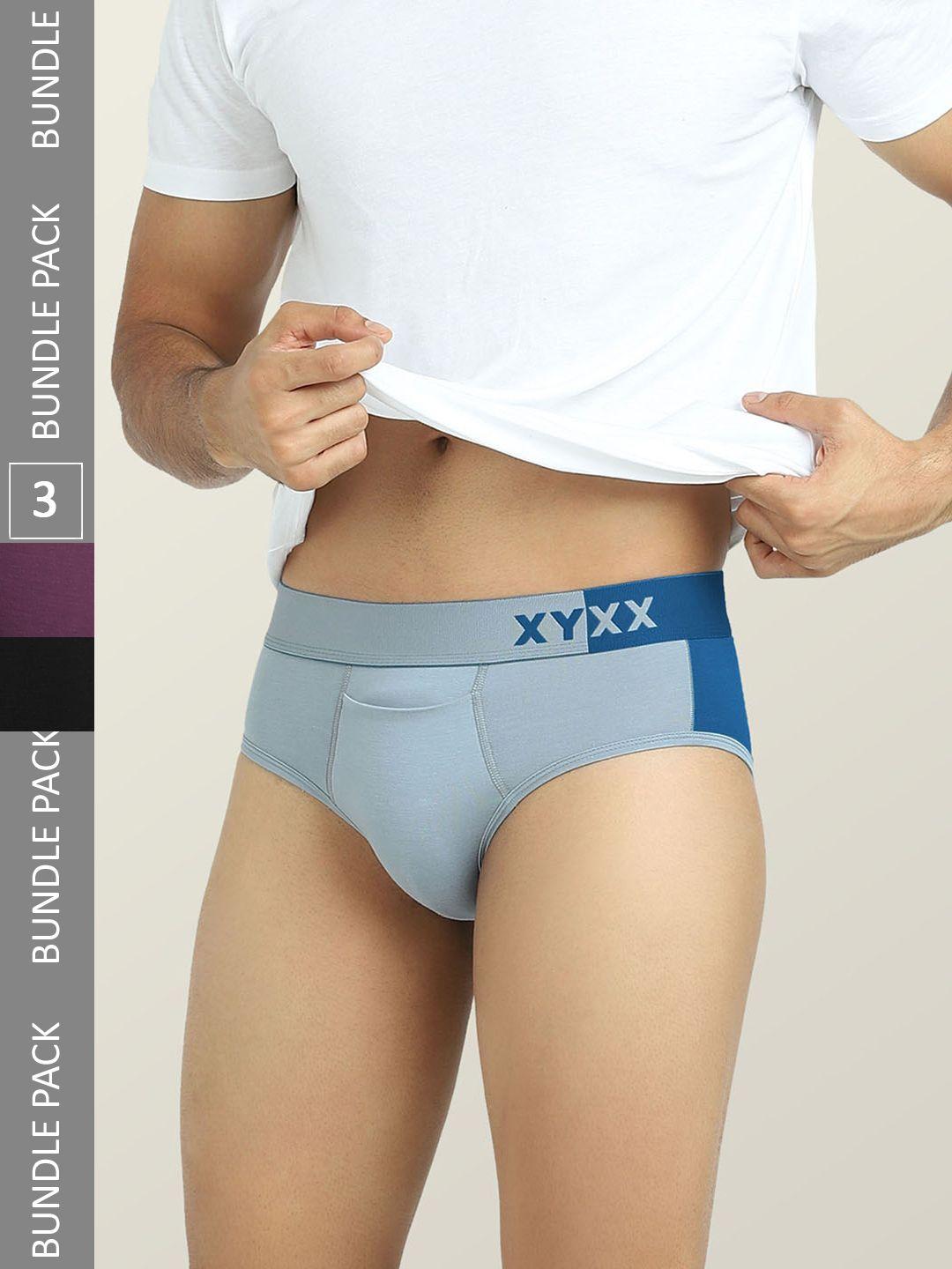 xyxx men pack of 2 colourblocked anti microbial basic briefs