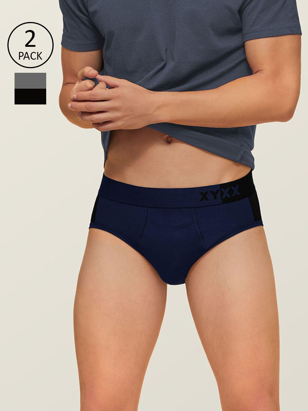 xyxx men pack of 2 colourblocked basic briefs