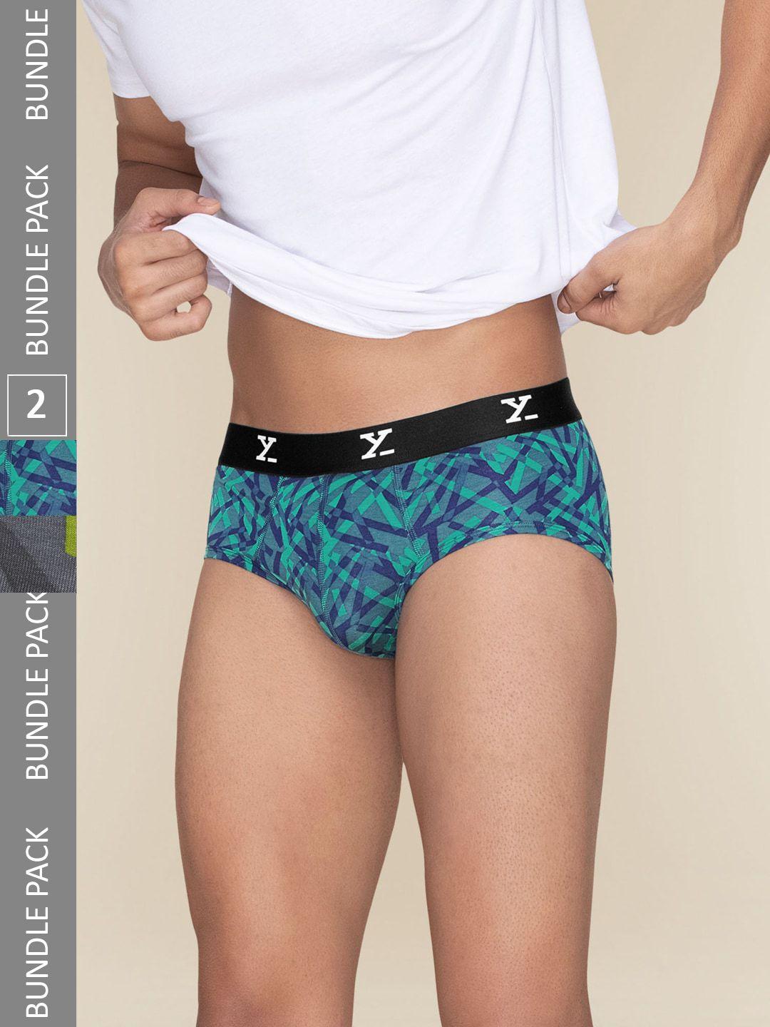 xyxx men pack of 2 geometric printed anti microbial basic briefs xybrf2pckn716