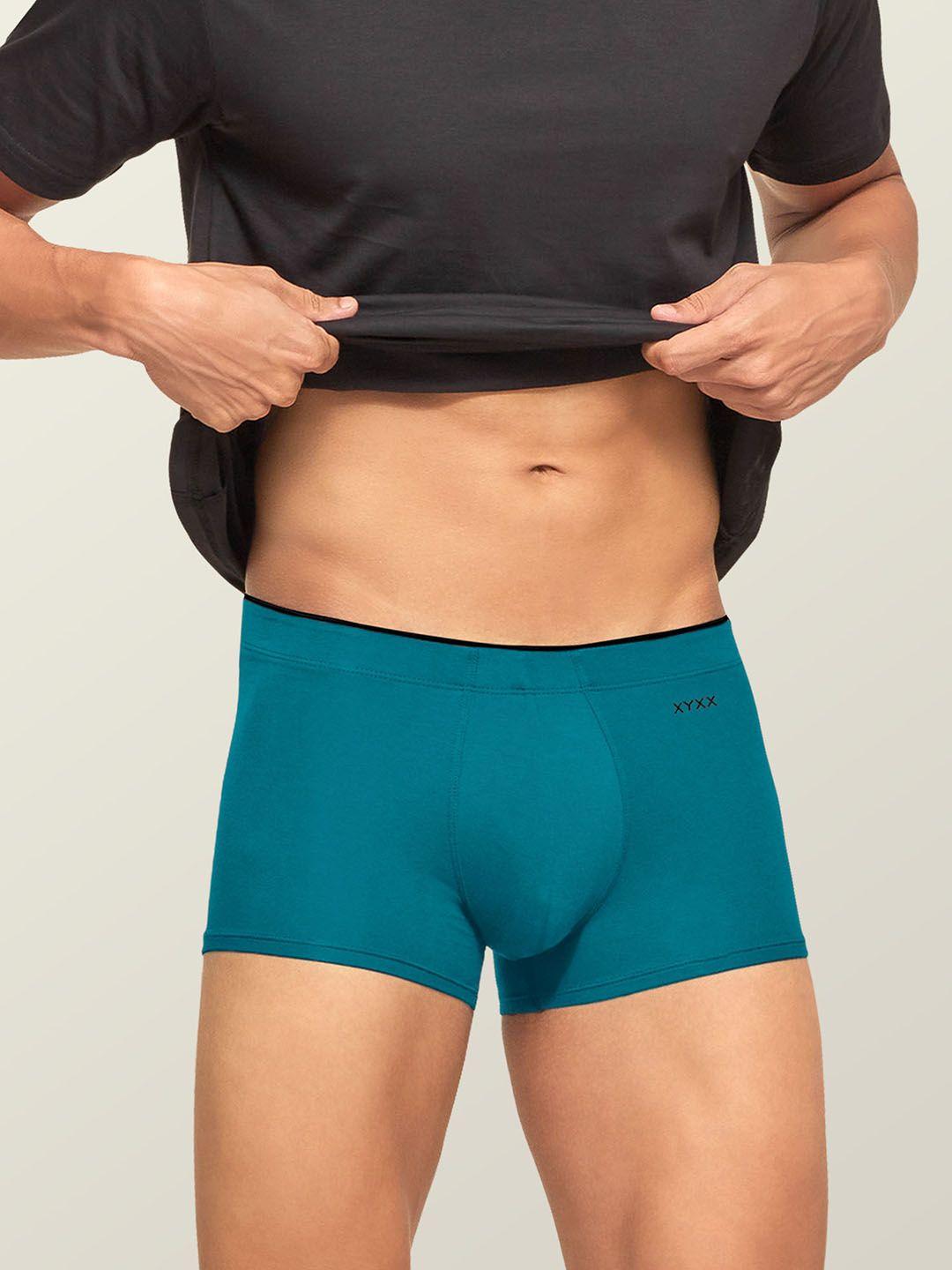 xyxx men teal-blue solid intellisoft antimicrobial uno trunk- xytrnk88