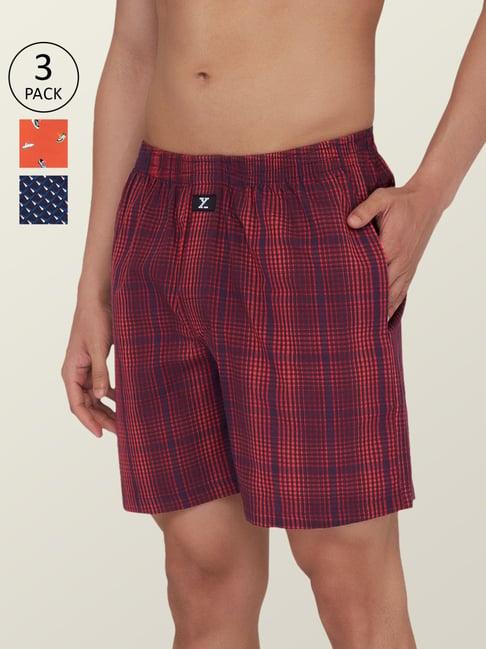 xyxx multi cotton relaxed fit checks boxers - pack of 3