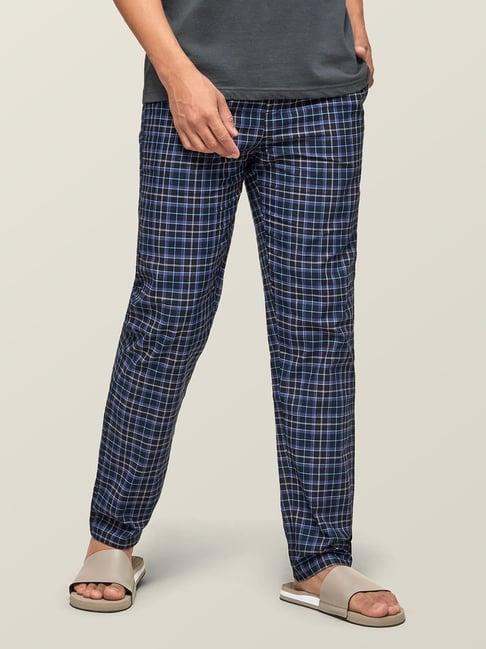 xyxx navy cotton regular fit checks pyjama