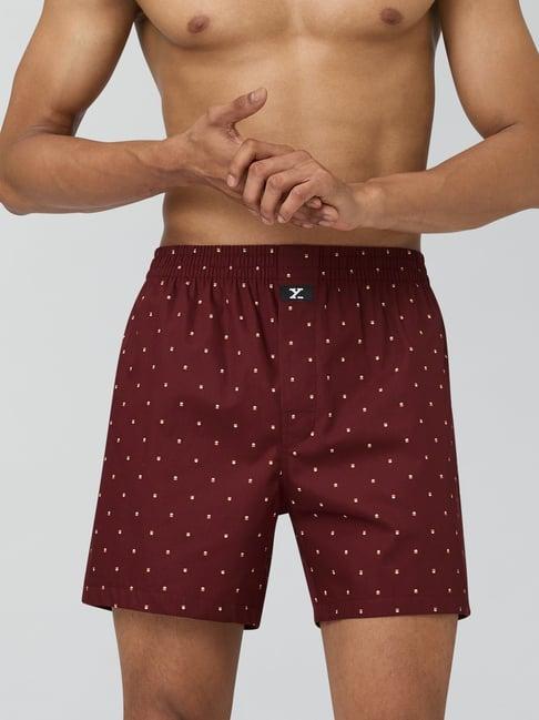 xyxx orb brown cotton relaxed fit printed boxers