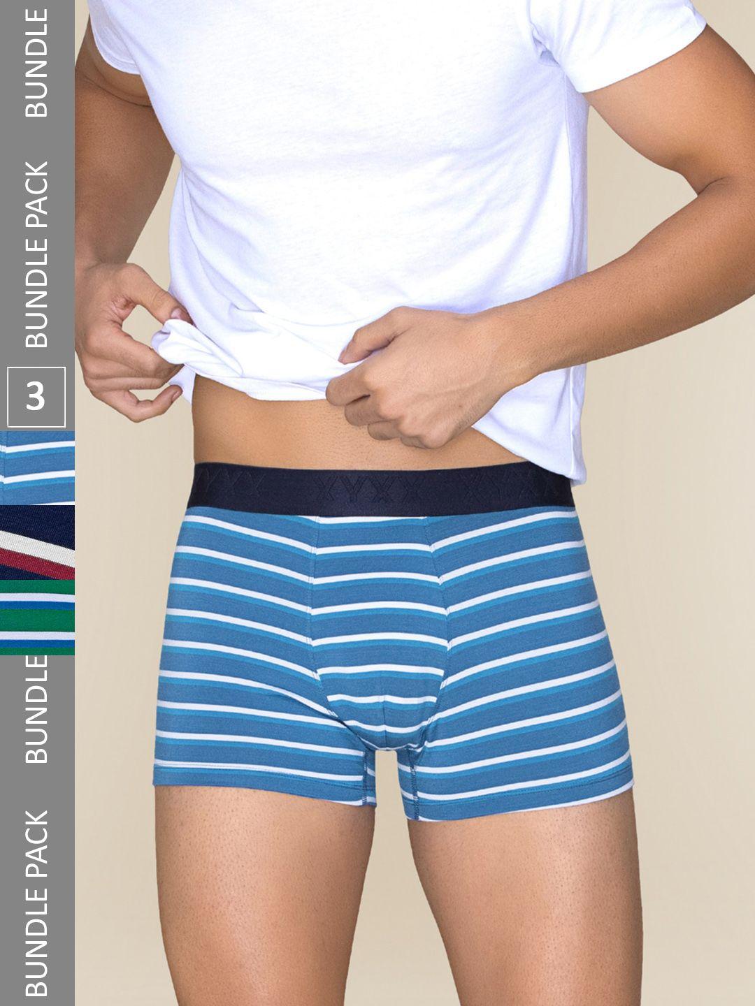 xyxx pack of 3 striped linea micro modal trunks xytrnk3pckn964