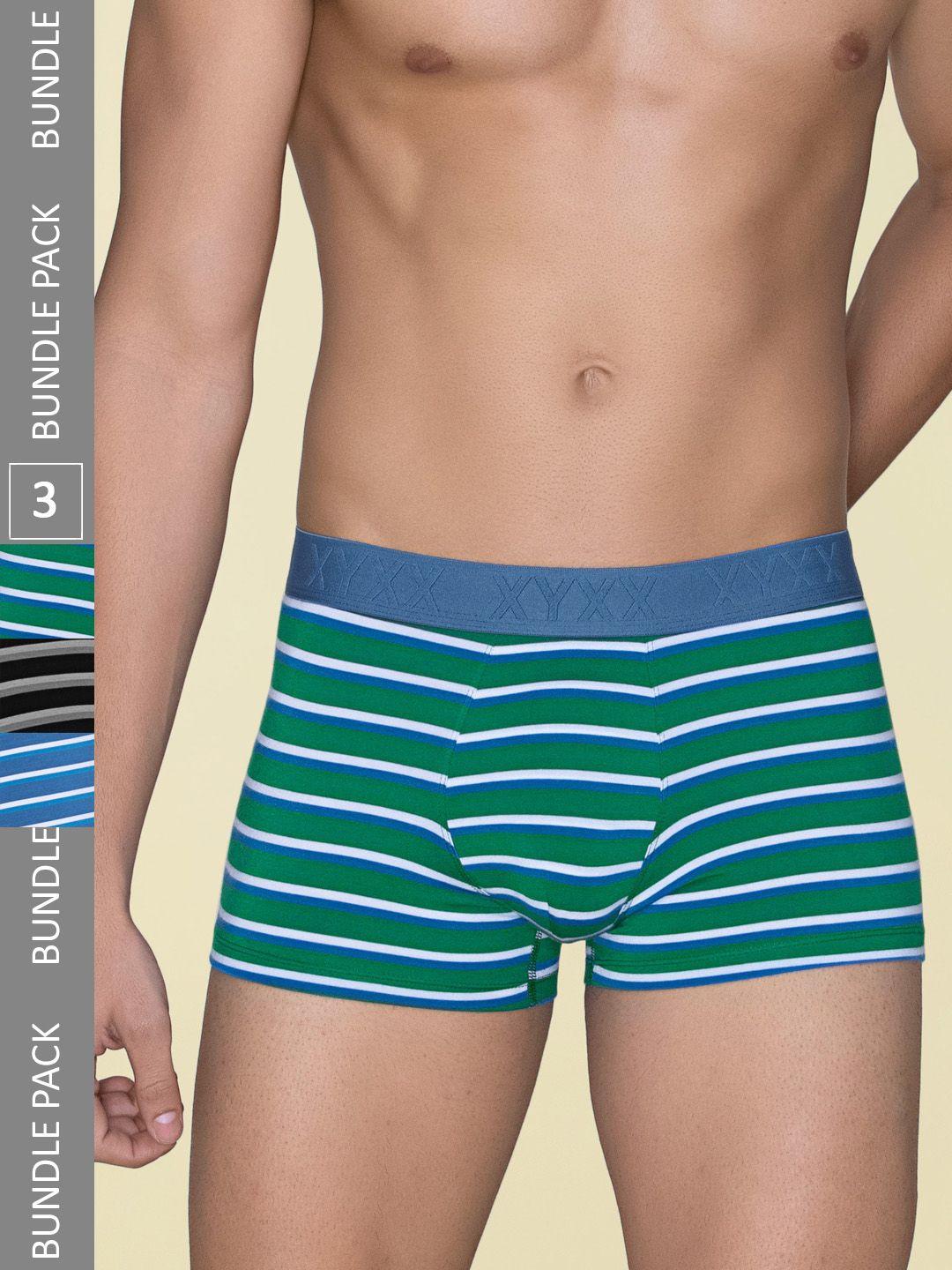 xyxx pack of 3 striped linea micro modal trunks xytrnk3pckn970