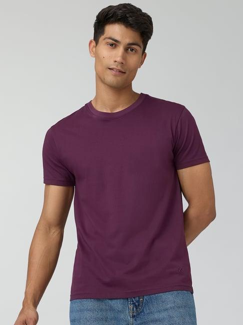 xyxx plum red cotton regular fit polo t-shirt