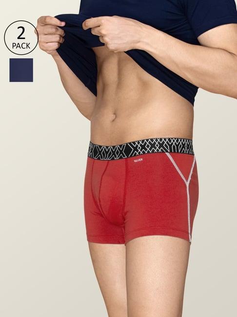 xyxx rio red & midnight blue cotton regular fit trunks - pack of 2