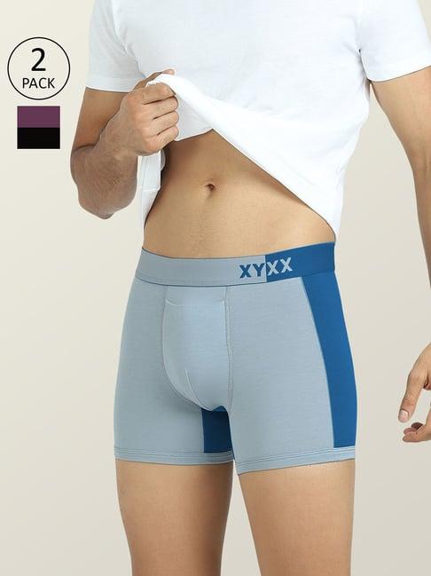 xyxx sky blue & purple micro modal trunks - pack of 2