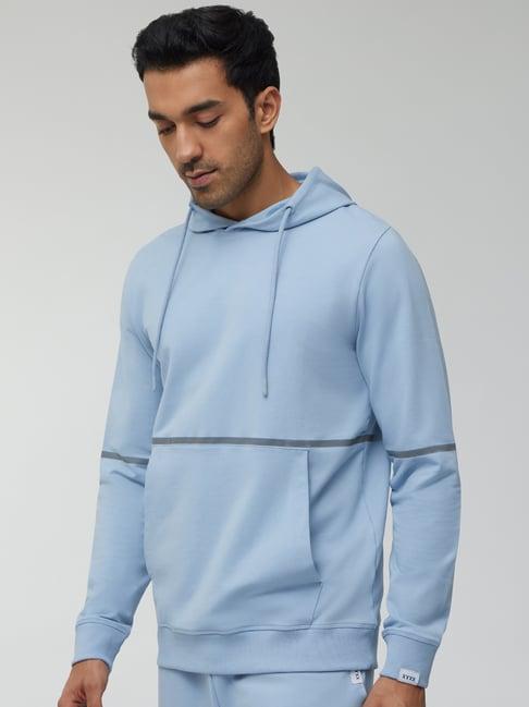 xyxx sky blue regular fit hooded sweatshirt