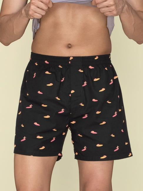 xyxx surfing black cotton relaxed fit printed boxers