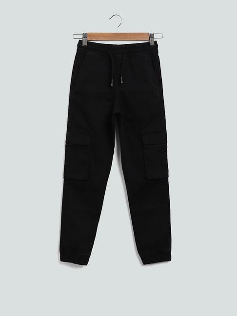 y&f by westside solid black ribbed joggers