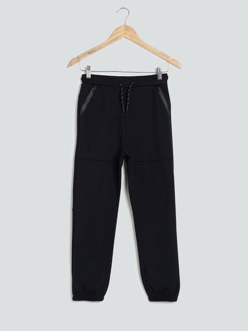 y&f by westside solid navy blue joggers