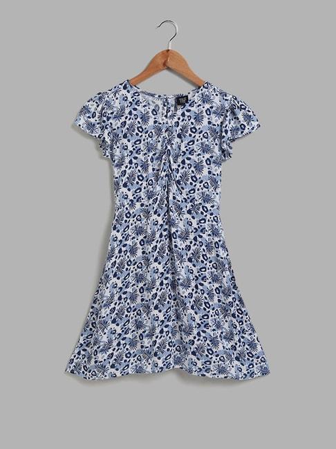 y&f kids by westside abstract printed blue dress