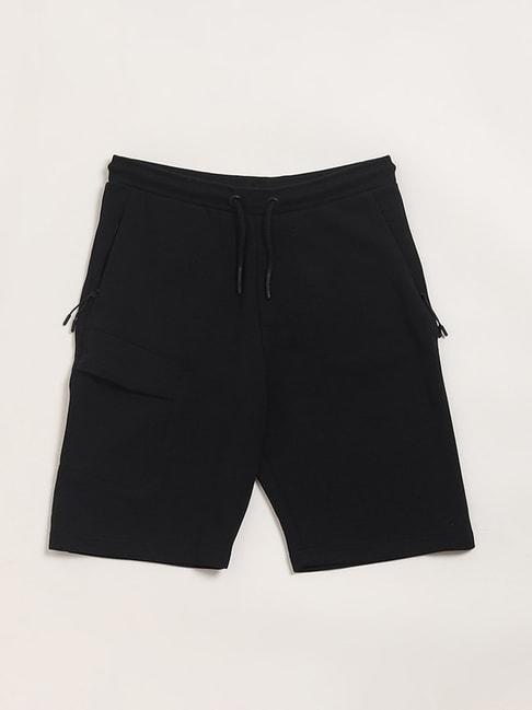 y&f kids by westside black regular fit shorts