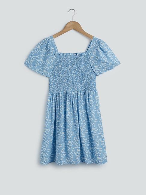 y&f kids by westside blue floral printed dress