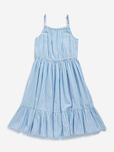 y&f kids by westside blue stripe printed tiered dress