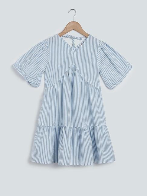 y&f kids by westside blue striped tiered dress