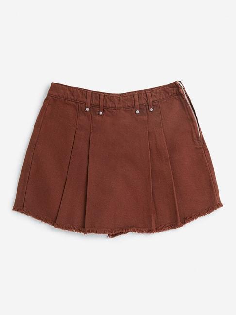 y&f kids by westside brown pleated high rise skirt