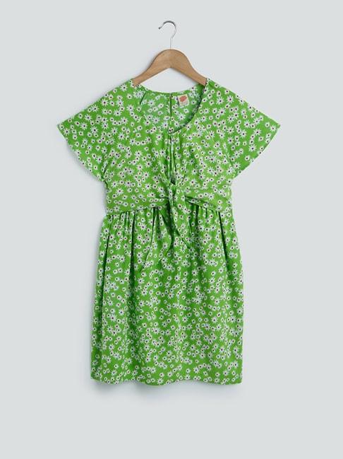 y&f kids by westside green floral pattern dress