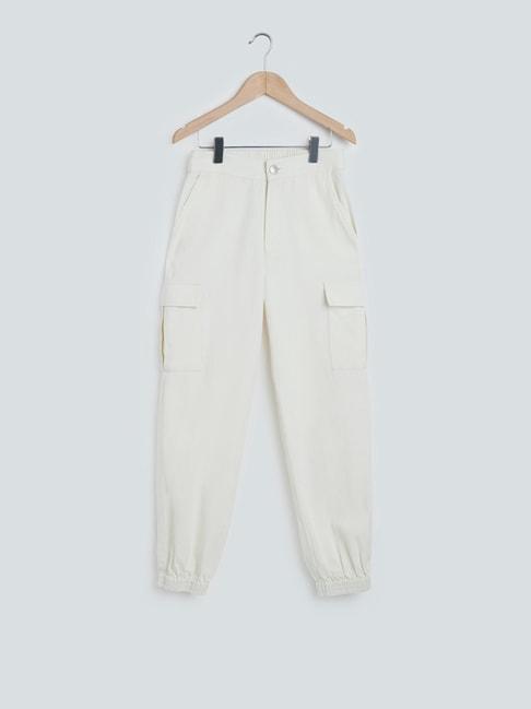 y&f kids by westside off-white cargo-style joggers