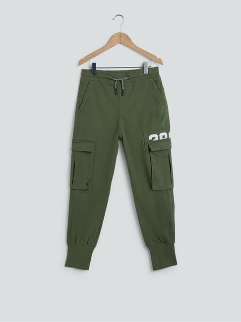 y&f kids by westside olive printed cargo-style joggers