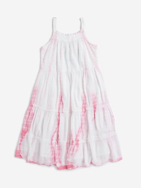 y&f kids by westside pink tie-dye printed tiered dress