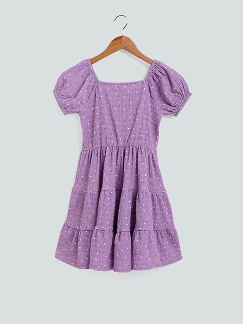 y&f kids by westside polka dots tiered lilac dress