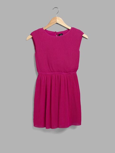 y&f kids by westside solid dark pink a-line dress