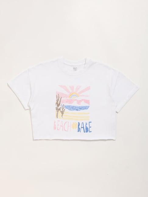 y&f kids by westside white crop t-shirt