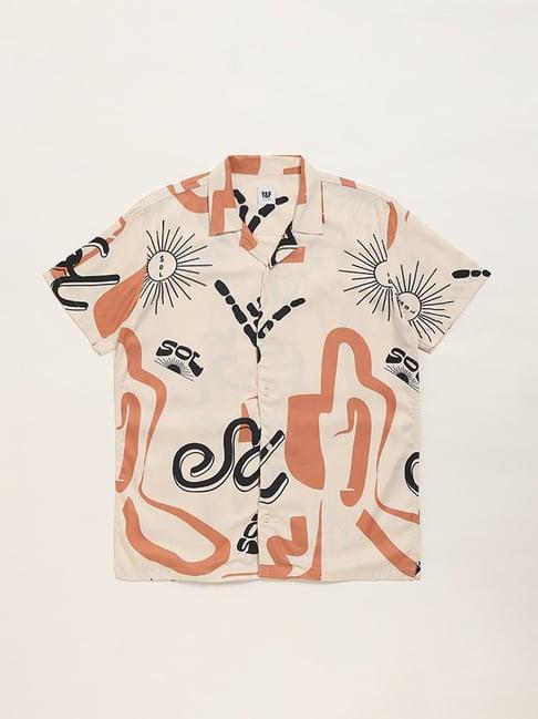 y&f kids by westside abstract print cream shirt