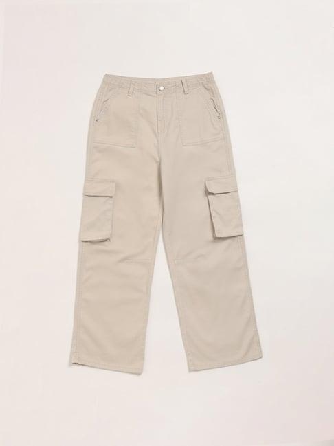 y&f kids by westside beige cargo trousers