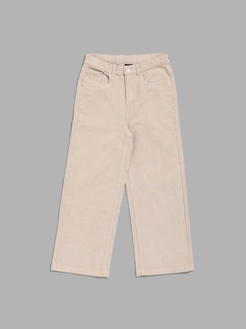 y&f kids by westside beige high waist corduroy trousers