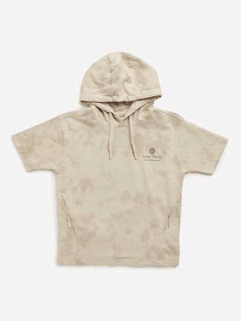 y&f kids by westside beige hooded t-shirt