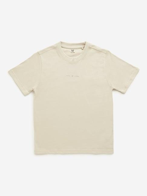 y&f kids by westside beige text printed t-shirt