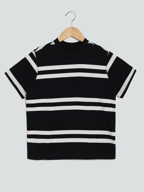 y&f kids by westside black & white  striped t-shirt